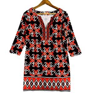 Crown & Ivy Tropical Slinky Dress Women's Bird Graphic Toucan Cruise Vacation